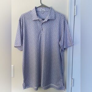 Peter Millar Men's Polo Shirt - Blue and Red Transfusion Pattern